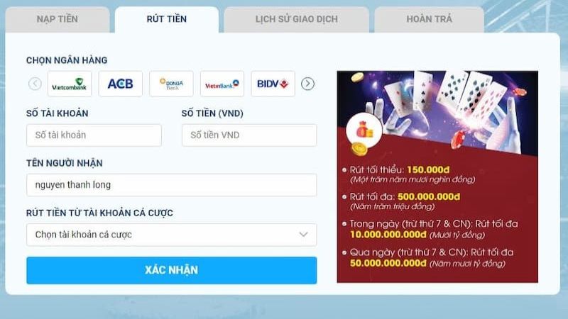 Hướng dẫn từng bước cách thực hiện giao dịch rút tiền 8live